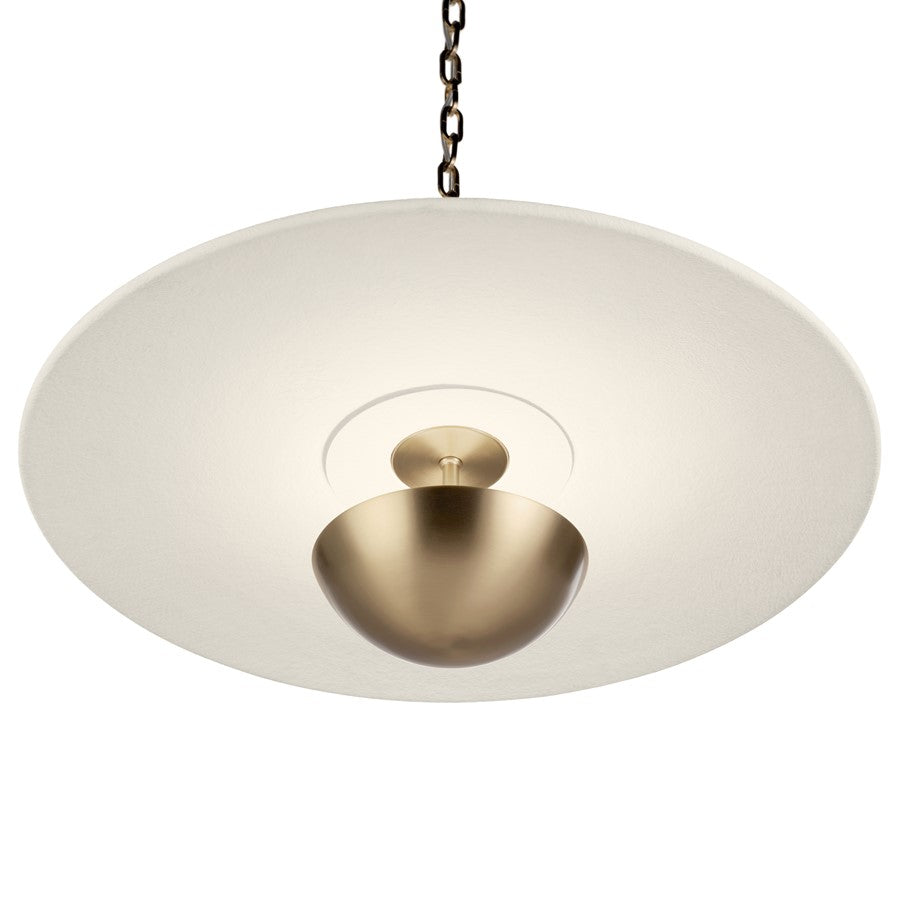 Kichler Mikale 24in 1-Light Pendant | Modern Champagne Bronze and White Ceramic | Kitchen Island & Dining Room | 24 x 24 x 13 in | Model 52829CPZLED