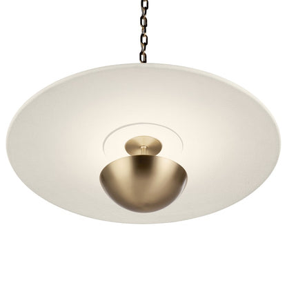 Kichler Mikale 24in 1-Light Pendant | Modern Champagne Bronze and White Ceramic | Kitchen Island & Dining Room | 24 x 24 x 13 in | Model 52829CPZLED