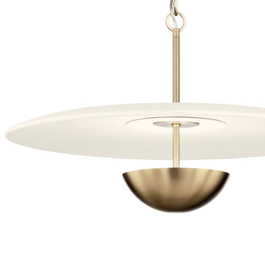 Kichler Mikale 24in 1-Light Pendant | Modern Champagne Bronze and White Ceramic | Kitchen Island & Dining Room | 24 x 24 x 13 in | Model 52829CPZLED