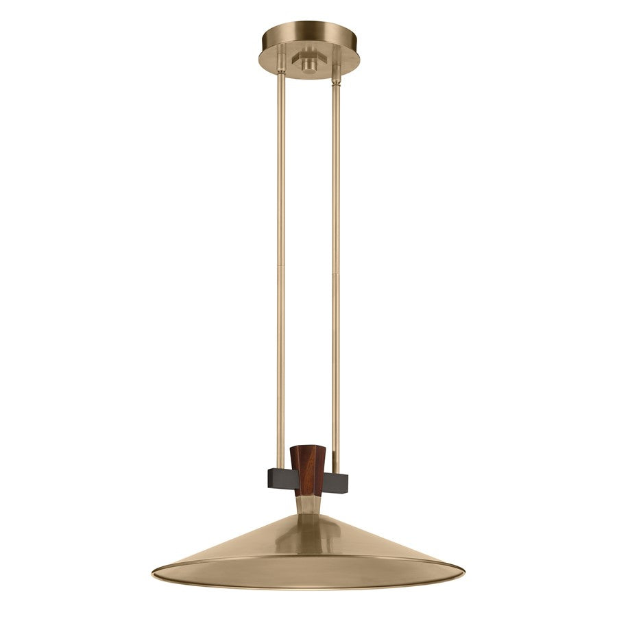 Kichler Tenon 20in 1-Light LED Pendant | Industrial Champagne Bronze and Black Walnut | Kitchen Island & Dining Room | 8.5in H | Model 52832CPZLED