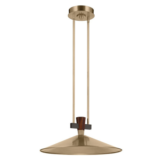 Kichler Tenon 20in 1-Light LED Pendant | Industrial Champagne Bronze and Black Walnut | Kitchen Island & Dining Room | 8.5in H | Model 52832CPZLED