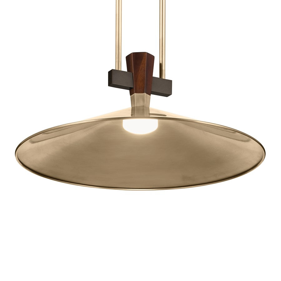 Kichler Tenon 20in 1-Light LED Pendant | Industrial Champagne Bronze and Black Walnut | Kitchen Island & Dining Room | 8.5in H | Model 52832CPZLED