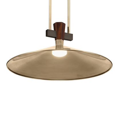 Kichler Tenon 20in 1-Light LED Pendant | Industrial Champagne Bronze and Black Walnut | Kitchen Island & Dining Room | 8.5in H | Model 52832CPZLED