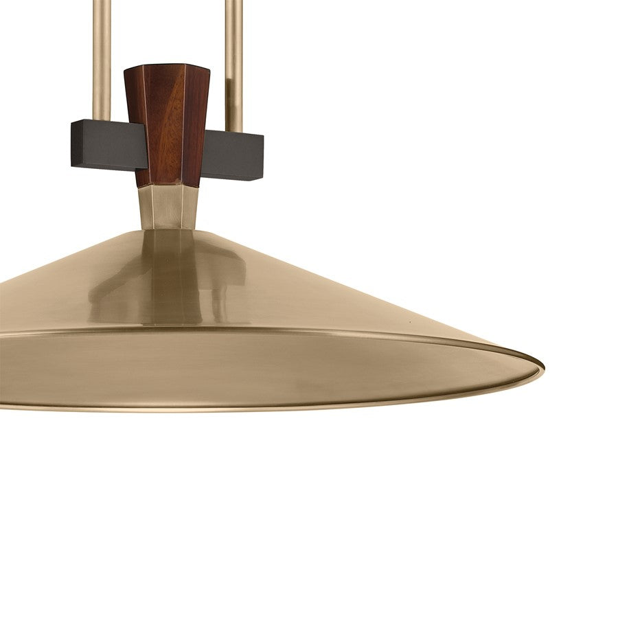 Kichler Tenon 20in 1-Light LED Pendant | Industrial Champagne Bronze and Black Walnut | Kitchen Island & Dining Room | 8.5in H | Model 52832CPZLED