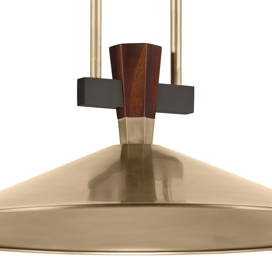 Kichler Tenon 20in 1-Light LED Pendant | Industrial Champagne Bronze and Black Walnut | Kitchen Island & Dining Room | 8.5in H | Model 52832CPZLED