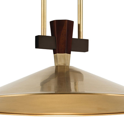 Kichler Tenon 20in 1-Light LED Pendant | Industrial Lacquered Brass and Walnut Accents | Kitchen Island & Dining Room | Model 52832LBRLED