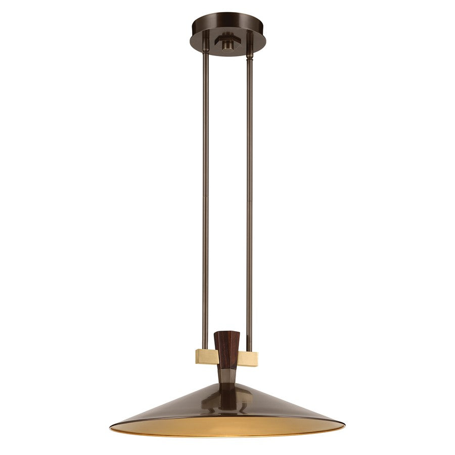 Kichler Tenon 20in 1-Light LED Pendant | Industrial Lacquered Bronze Brass | Kitchen Island & Dining Room | 8.5 in H | Model 52832LBZLED