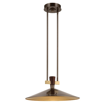 Kichler Tenon 20in 1-Light LED Pendant | Industrial Lacquered Bronze Brass | Kitchen Island & Dining Room | 8.5 in H | Model 52832LBZLED