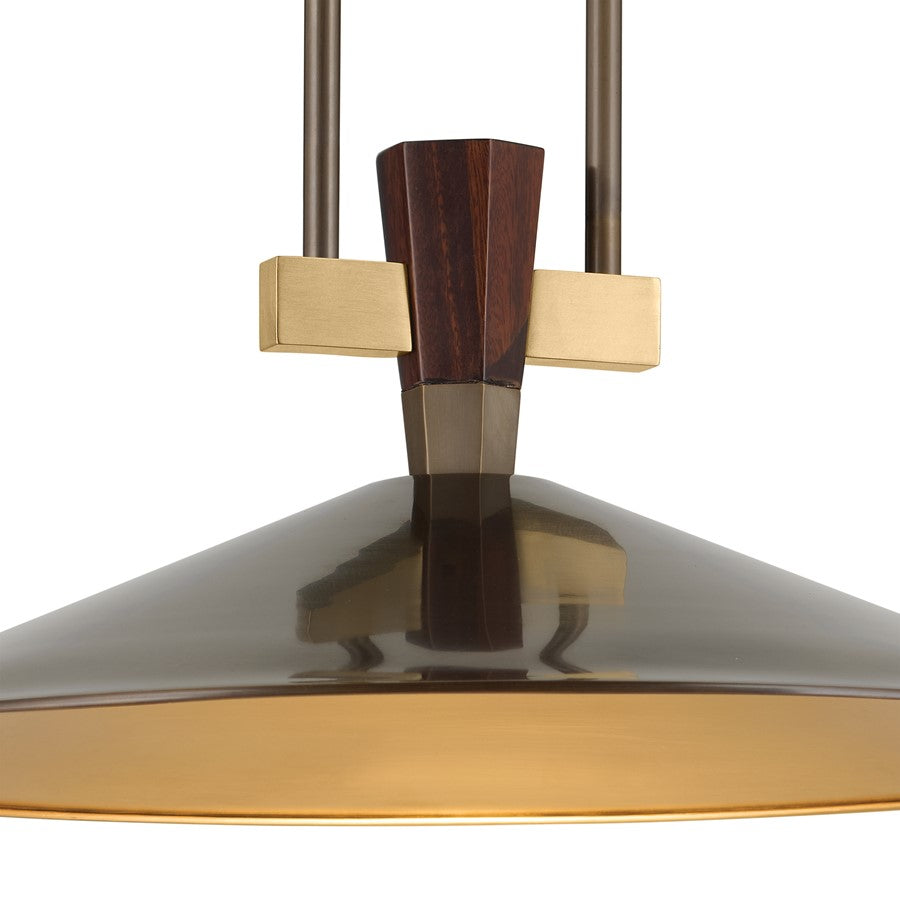 Kichler Tenon 20in 1-Light LED Pendant | Industrial Lacquered Bronze Brass | Kitchen Island & Dining Room | 8.5 in H | Model 52832LBZLED