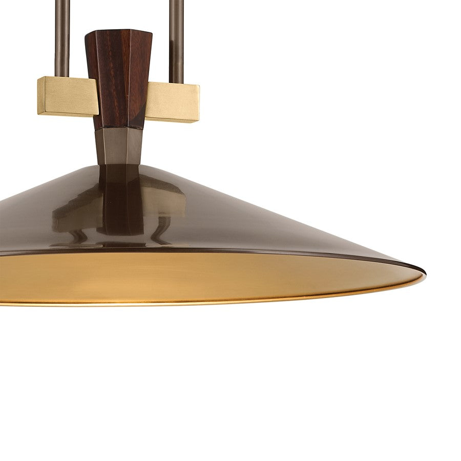 Kichler Tenon 20in 1-Light LED Pendant | Industrial Lacquered Bronze Brass | Kitchen Island & Dining Room | 8.5 in H | Model 52832LBZLED