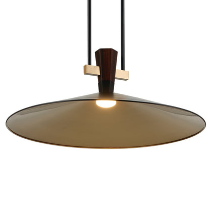 Kichler Tenon 28in 1-Light LED Pendant | Industrial Black Steel and Walnut | Kitchen Island & Dining Room | 11 in H | Model 52833BKLED