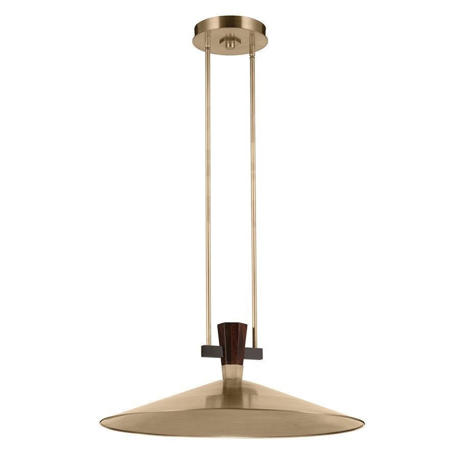 Kichler Tenon 28in 1-Light LED Pendant | Industrial Champagne Bronze Steel and Walnut | Kitchen Island & Dining Room | 11 in H | Model 52833CPZLED