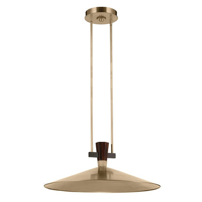 Kichler Tenon 28in 1-Light LED Pendant | Industrial Champagne Bronze Steel and Walnut | Kitchen Island & Dining Room | 11 in H | Model 52833CPZLED