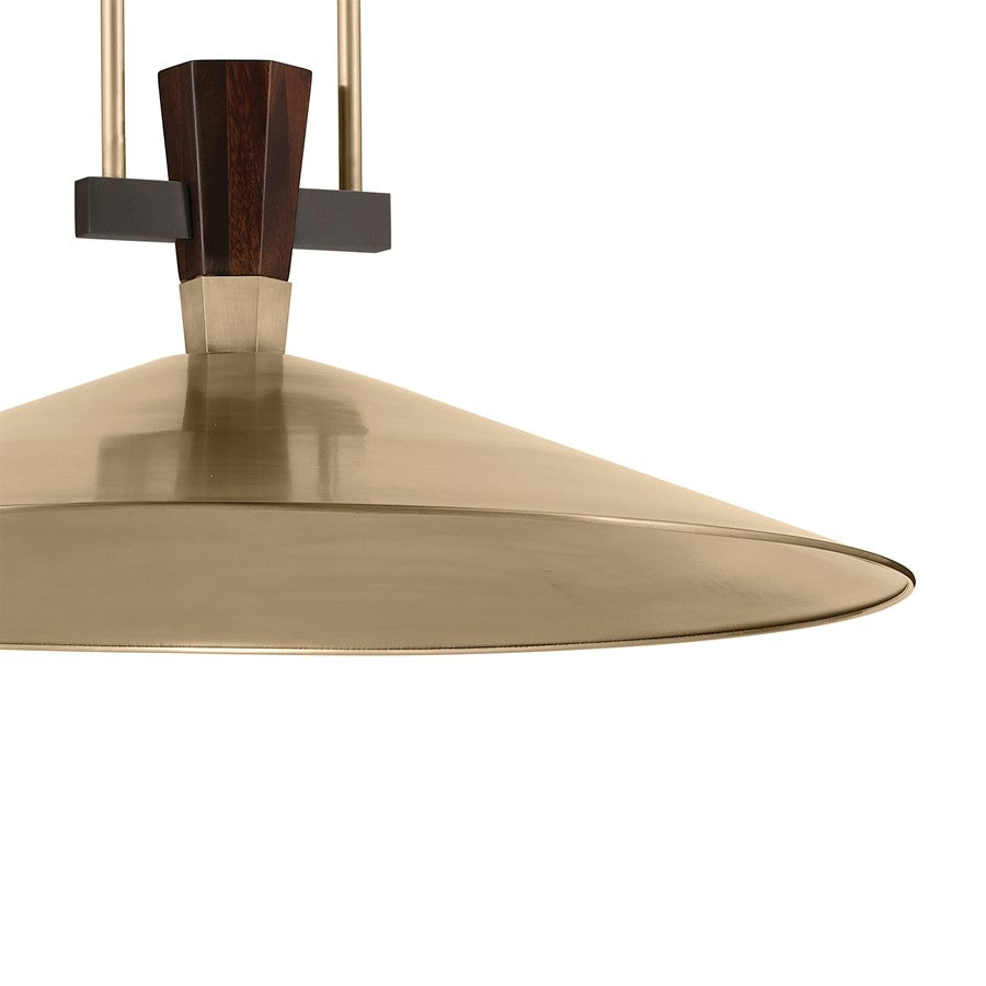 Kichler Tenon 28in 1-Light LED Pendant | Industrial Champagne Bronze Steel and Walnut | Kitchen Island & Dining Room | 11 in H | Model 52833CPZLED