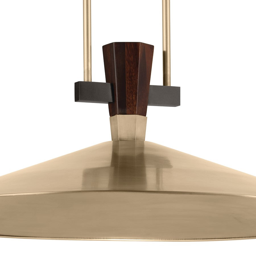 Kichler Tenon 28in 1-Light LED Pendant | Industrial Champagne Bronze Steel and Walnut | Kitchen Island & Dining Room | 11 in H | Model 52833CPZLED