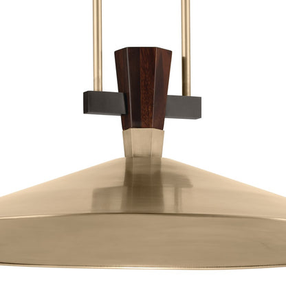Kichler Tenon 28in 1-Light LED Pendant | Industrial Champagne Bronze Steel and Walnut | Kitchen Island & Dining Room | 11 in H | Model 52833CPZLED