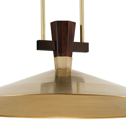 Kichler Tenon 28in 1-Light LED Pendant | Industrial Lacquered Brass and Black Walnut | Kitchen Island | 11 in H | Model 52833LBRLED