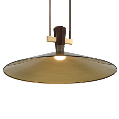 Kichler Tenon 28in 1-Light LED Pendant | Industrial Lacquered Bronze and Walnut | Kitchen Island & Dining Room | 11in H | Model 52833LBZLED