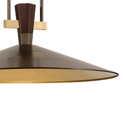 Kichler Tenon 28in 1-Light LED Pendant | Industrial Lacquered Bronze and Walnut | Kitchen Island & Dining Room | 11in H | Model 52833LBZLED