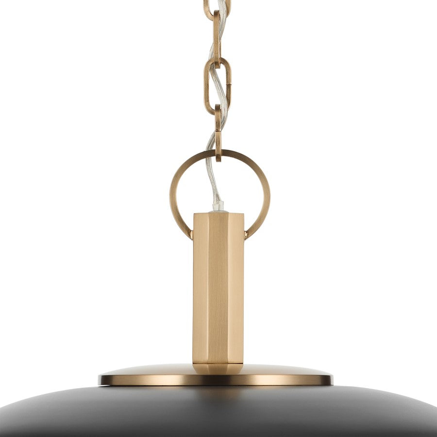 Kichler Kurio 16in 1-Light Pendant | Modern Black Steel and Etched Opal Glass | Kitchen Island & Dining Room | 10 in H | Model 52834BK