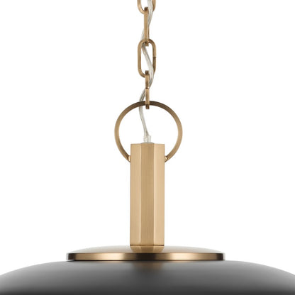 Kichler Kurio 16in 1-Light Pendant | Modern Black Steel and Etched Opal Glass | Kitchen Island & Dining Room | 10 in H | Model 52834BK