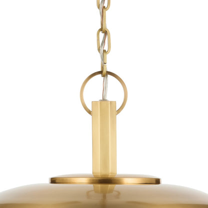 Kichler Kurio 16in 1-Light Pendant | Modern Lacquered Brass and Etched Opal Glass | Dining Room & Kitchen Island | 16 x 16 x 10 in | Model 52834LBR