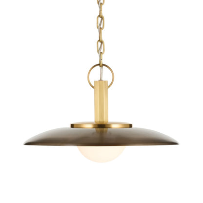 Kichler Kurio 16in 1-Light Pendant | Modern Lacquered Brass and Etched Opal Glass | Kitchen Island & Dining Room | 10in H | Model 52834LBZ