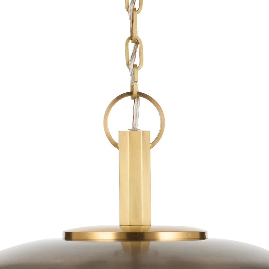 Kichler Kurio 16in 1-Light Pendant | Modern Lacquered Brass and Etched Opal Glass | Kitchen Island & Dining Room | 10in H | Model 52834LBZ