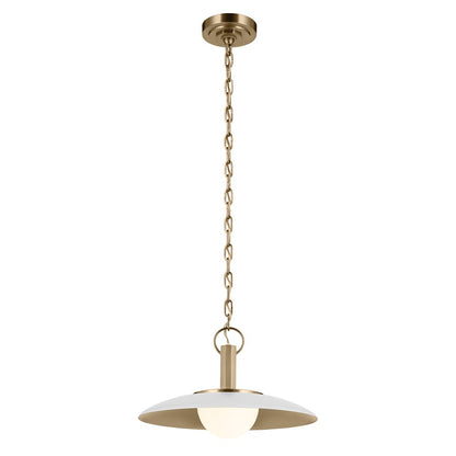 Kichler Kurio 16in 1-Light Pendant | Modern White and Etched Opal Glass | Kitchen Island & Dining Room | 10in H | Model 52834WH