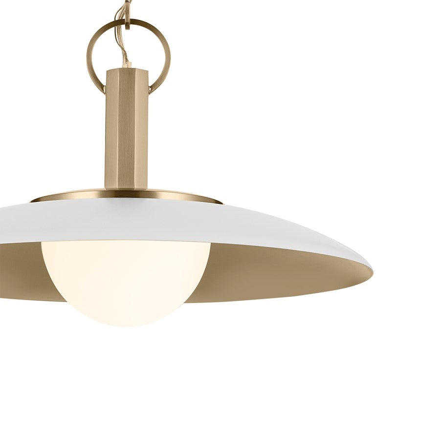 Kichler Kurio 16in 1-Light Pendant | Modern White and Etched Opal Glass | Kitchen Island & Dining Room | 10in H | Model 52834WH