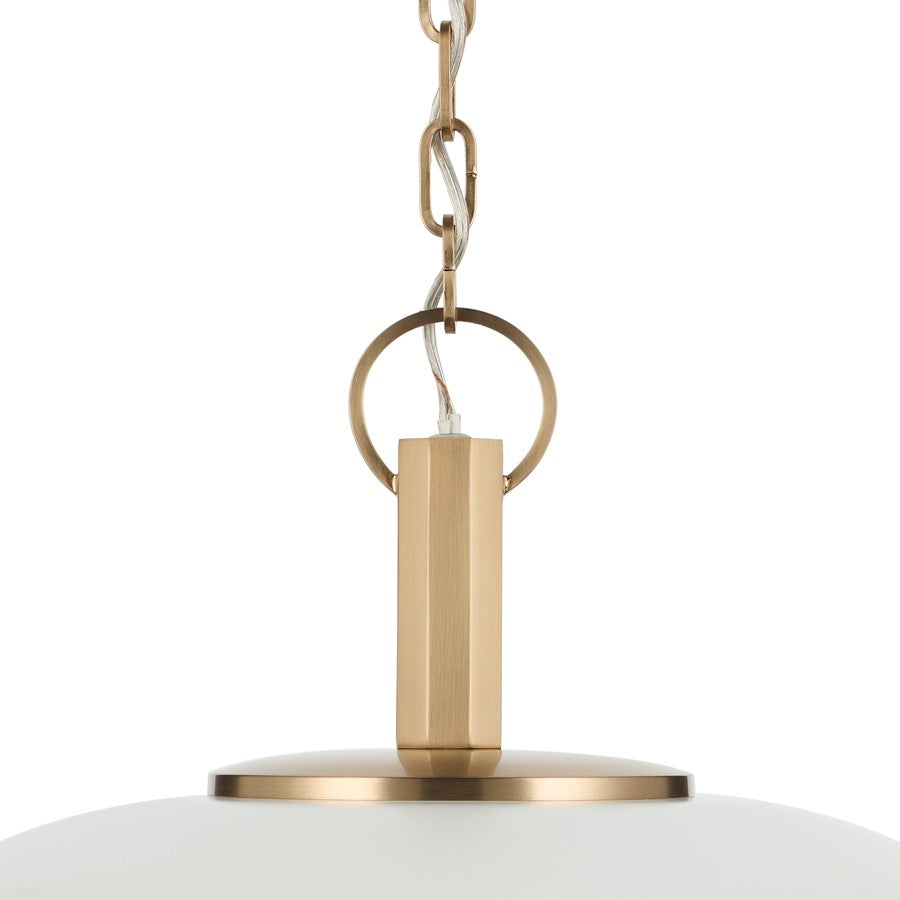 Kichler Kurio 16in 1-Light Pendant | Modern White and Etched Opal Glass | Kitchen Island & Dining Room | 10in H | Model 52834WH