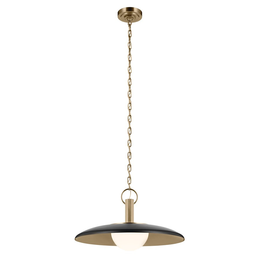 Kichler Kurio 22in 1-Light Pendant | Industrial Black and Etched Opal Glass | Kitchen Island & Dining Room | 12.5 in H | Model 52835BK