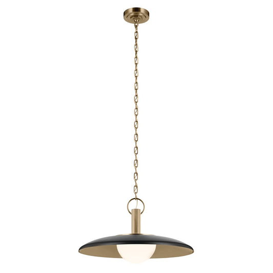 Kichler Kurio 22in 1-Light Pendant | Industrial Black and Etched Opal Glass | Kitchen Island & Dining Room | 12.5 in H | Model 52835BK