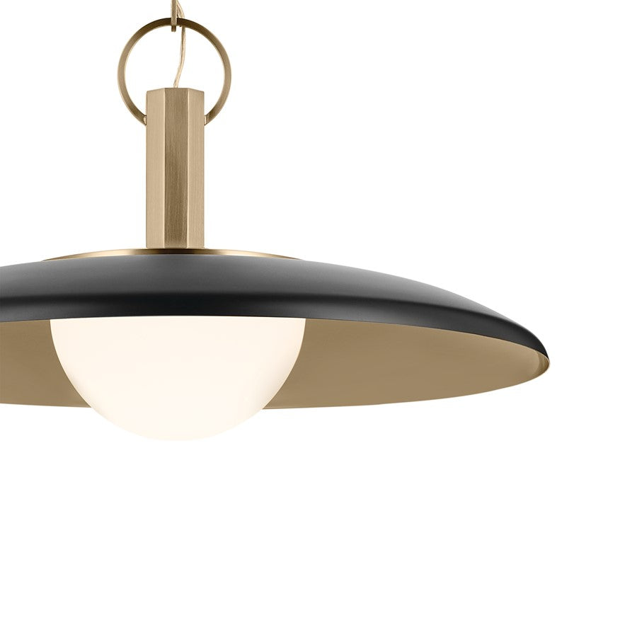 Kichler Kurio 22in 1-Light Pendant | Industrial Black and Etched Opal Glass | Kitchen Island & Dining Room | 12.5 in H | Model 52835BK