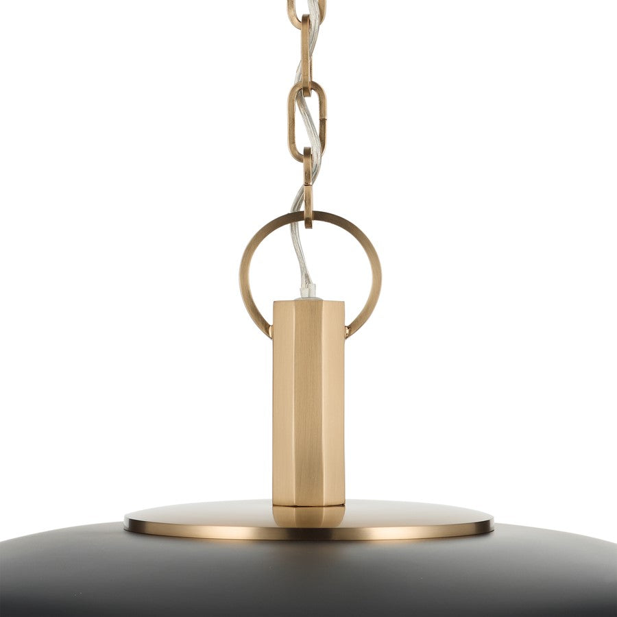 Kichler Kurio 22in 1-Light Pendant | Industrial Black and Etched Opal Glass | Kitchen Island & Dining Room | 12.5 in H | Model 52835BK