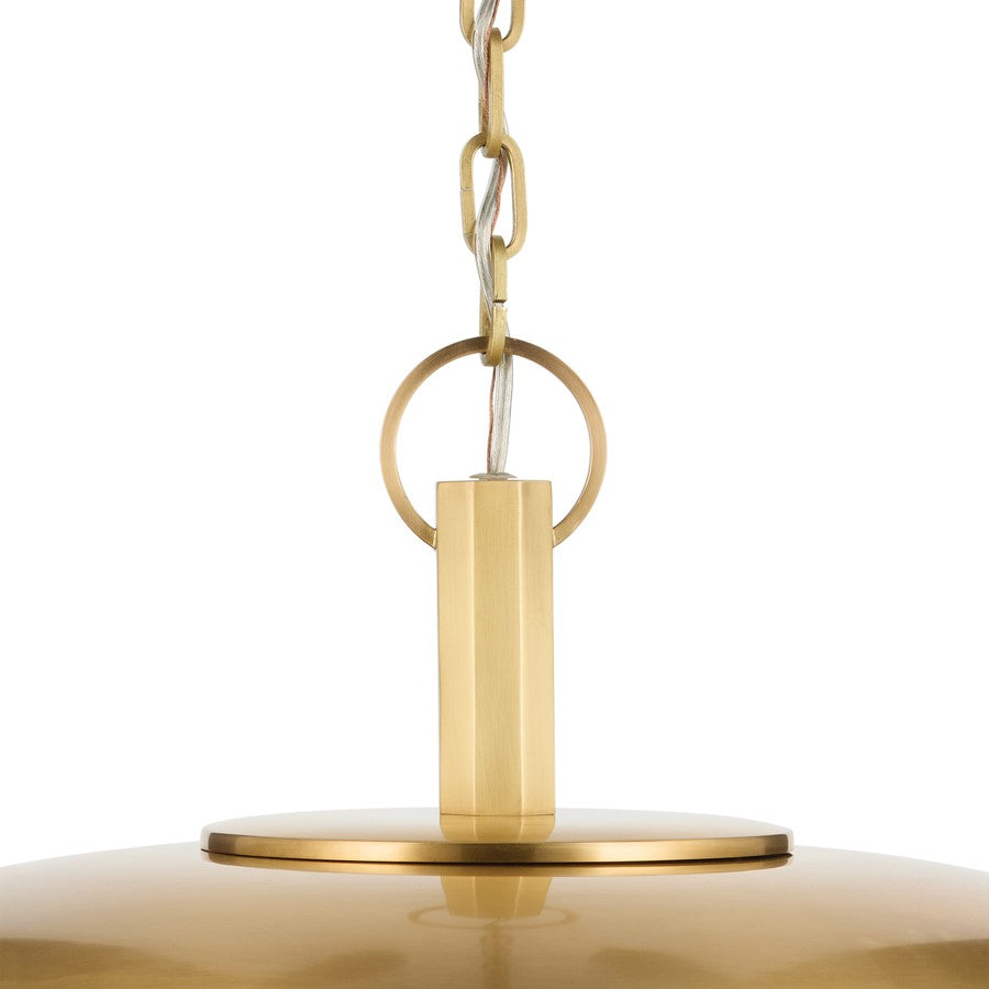 Kichler Kurio 22in 1-Light Pendant | Modern Lacquered Brass Brass and Etched Opal Glass | Kitchen Island & Dining Room | 12.5 in H | Model 52835LBR