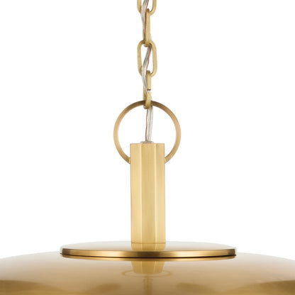Kichler Kurio 22in 1-Light Pendant | Modern Lacquered Brass Brass and Etched Opal Glass | Kitchen Island & Dining Room | 12.5 in H | Model 52835LBR