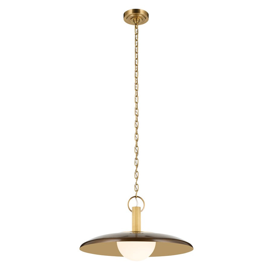 Kichler Kurio 22in 1-Light Pendant | Industrial Lacquered Bronze and Etched Opal Glass | Kitchen Island | 12.5 in H | Model 52835LBZ