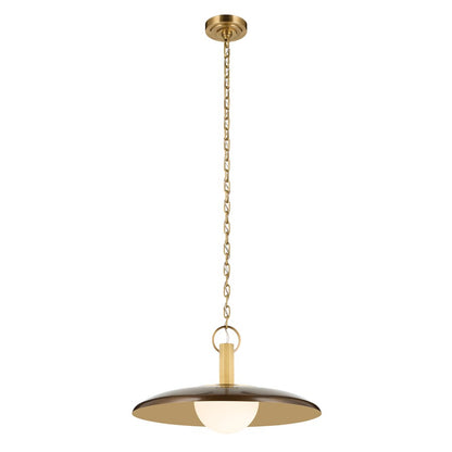 Kichler Kurio 22in 1-Light Pendant | Industrial Lacquered Bronze and Etched Opal Glass | Kitchen Island | 12.5 in H | Model 52835LBZ