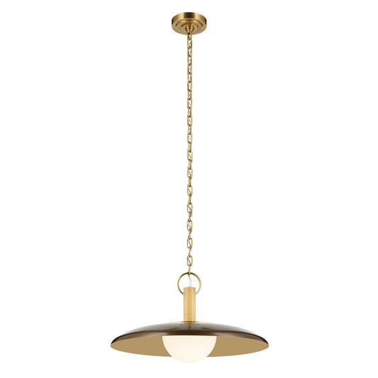 Kichler Kurio 22in 1-Light Pendant | Industrial Lacquered Bronze and Etched Opal Glass | Kitchen Island | 12.5 in H | Model 52835LBZ