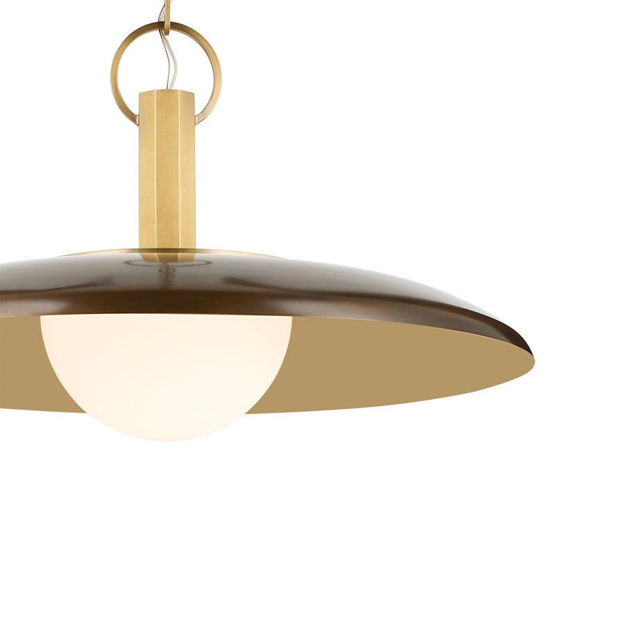 Kichler Kurio 22in 1-Light Pendant | Industrial Lacquered Bronze and Etched Opal Glass | Kitchen Island | 12.5 in H | Model 52835LBZ