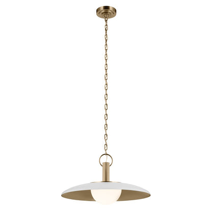 Kichler Kurio 22in 1-Light Pendant | Modern/Contemporary White and Etched Opal Glass | Dining Room & Living Room | 12.5 in H | Model 52835WH
