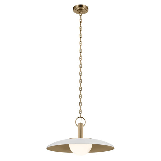 Kichler Kurio 22in 1-Light Pendant | Modern/Contemporary White and Etched Opal Glass | Dining Room & Living Room | 12.5 in H | Model 52835WH
