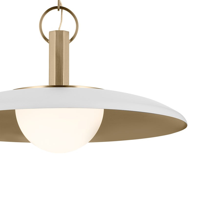 Kichler Kurio 22in 1-Light Pendant | Modern/Contemporary White and Etched Opal Glass | Dining Room & Living Room | 12.5 in H | Model 52835WH
