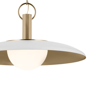 Kichler Kurio 22in 1-Light Pendant | Modern/Contemporary White and Etched Opal Glass | Dining Room & Living Room | 12.5 in H | Model 52835WH