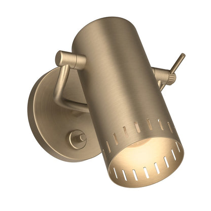 Kichler Ruehl 7.25in 1-Light Wall Sconce | Modern Champagne Bronze Steel Cylinder | Bedroom & Hallway Accent | 6.25 x 7.25 in | Model 52840CPZ