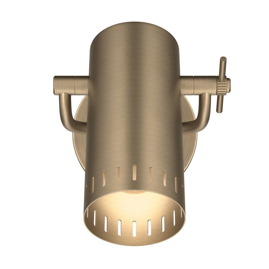 Kichler Ruehl 7.25in 1-Light Wall Sconce | Modern Champagne Bronze Steel Cylinder | Bedroom & Hallway Accent | 6.25 x 7.25 in | Model 52840CPZ