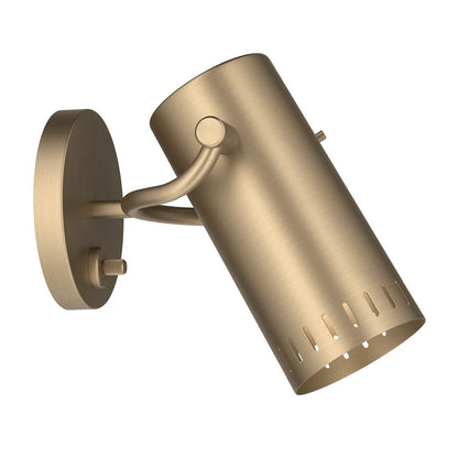 Kichler Ruehl 7.25in 1-Light Wall Sconce | Modern Champagne Bronze Steel Cylinder | Bedroom & Hallway Accent | 6.25 x 7.25 in | Model 52840CPZ