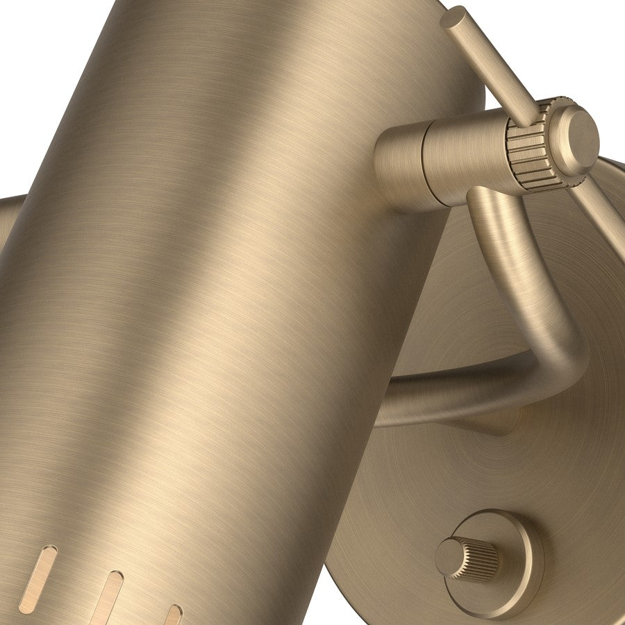 Kichler Ruehl 7.25in 1-Light Wall Sconce | Modern Champagne Bronze Steel Cylinder | Bedroom & Hallway Accent | 6.25 x 7.25 in | Model 52840CPZ