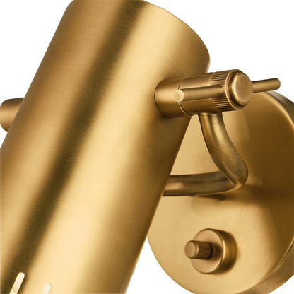 Kichler Ruehl 7.25in 1-Light Wall Sconce | Modern Lacquered Brass Brass | Bedroom & Hallway Accent | 6.25 x 7.25 x 6 in | Model 52840LBR